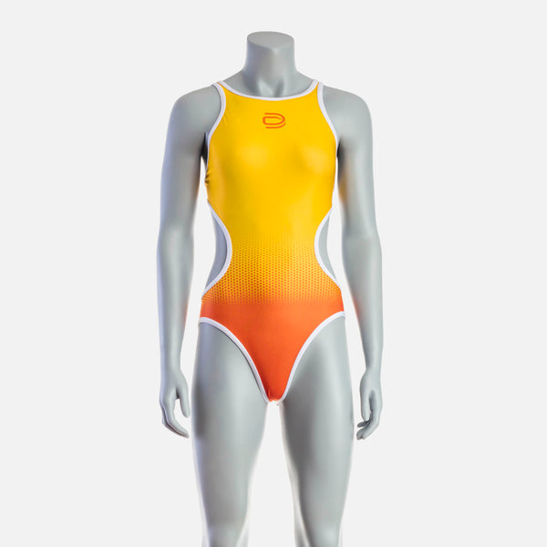 Women's Mid Swim Suit - Orange & Saffron - deboer wetsuits
