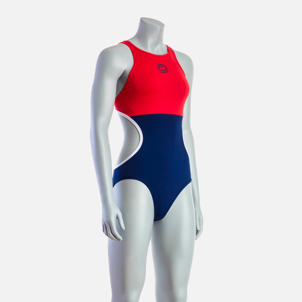 Women's Mid Swim Suit - Red & Navy - deboer wetsuits